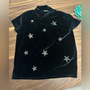 Brand new zara velvet top gold stars sz 13-14 perfect for holiday